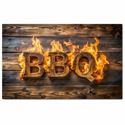 Bbq flaming garden sign - flaming,